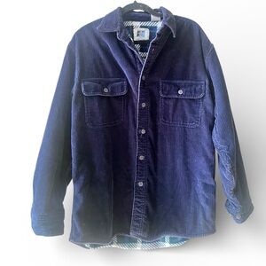 World Island Outdoors Size M Mens Fleece Lined Corduroy Shacket Jacket Blue